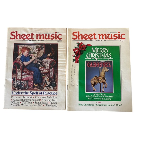 Other - Lot of 2 Vintage Sheet Music Magazine 1986 1987 Easy Piano Guitar Carousel Retro